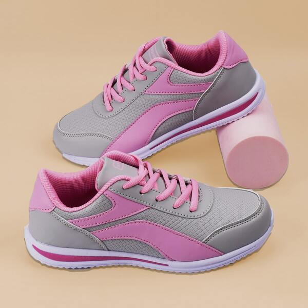 

Two Tone Lace-up Front Running Shoes, Grey