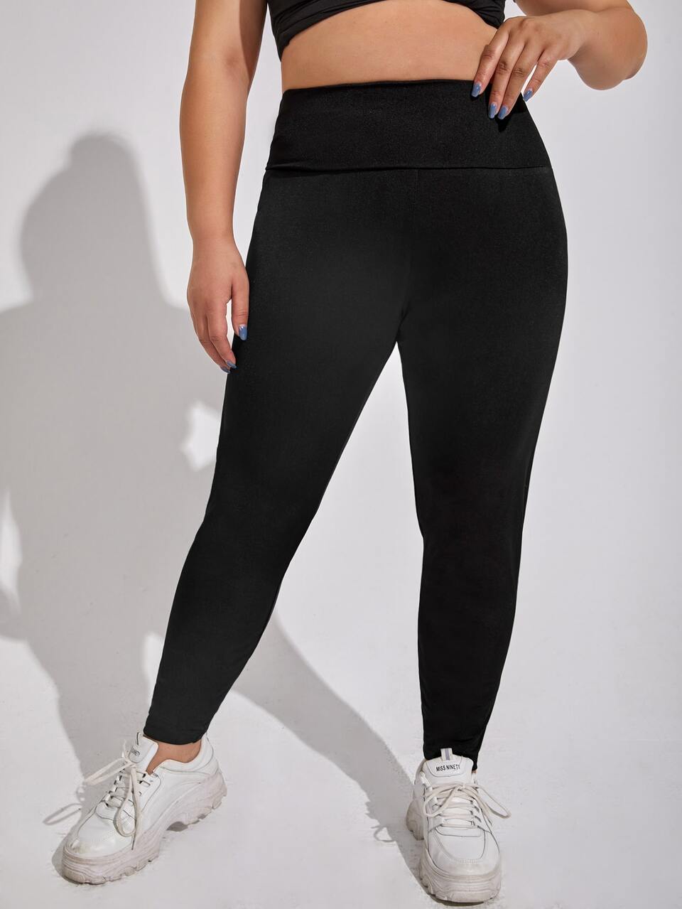Plus Solid Wideband Waist Leggings