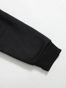 INAWLY Solid Round Neck Thermal Pullover,Long Sleeve Tops Graduation,Teacher,Back To School Fall - Black - View 4