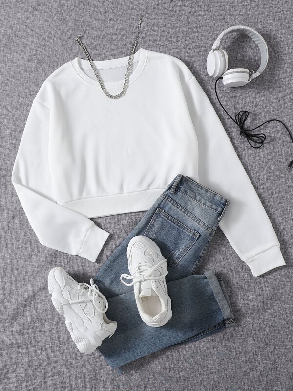 INAWLY Solid Round Neck Sweatshirt,Long Sleeve Tops Graduation,Teacher,Back To School Pullover Fall