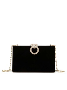 Elegant Romantic Crystal Hardcase Evening Clutch, Formal Dress Bag, Wedding Bag - Black - View 1