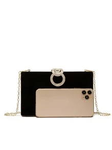 Elegant Romantic Crystal Hardcase Evening Clutch, Formal Dress Bag, Wedding Bag - Black - View 3