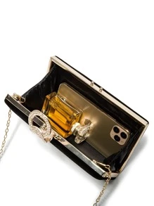 Elegant Romantic Crystal Hardcase Evening Clutch, Formal Dress Bag, Wedding Bag - Black - View 4