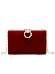 Thanh lịch Và Lãng mạn Đính kim cương Vỏ Cứng Tối Túi xach tay Đối với Ăn mặc trang trọng Hoặc Lễ cưới - Đỏ - Xem 1