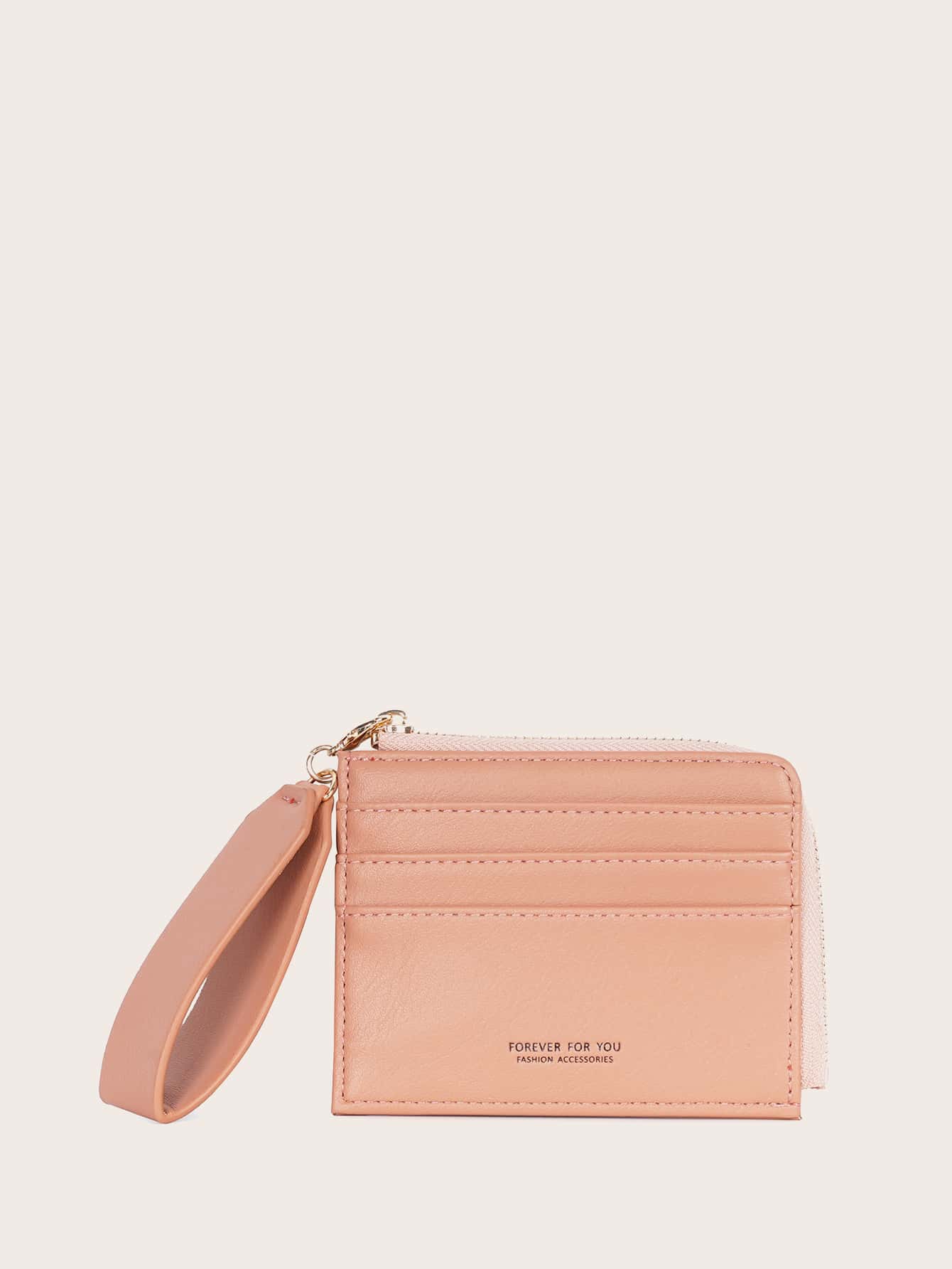 Tarjetero con estampado de letra - Rosa - Ver 1