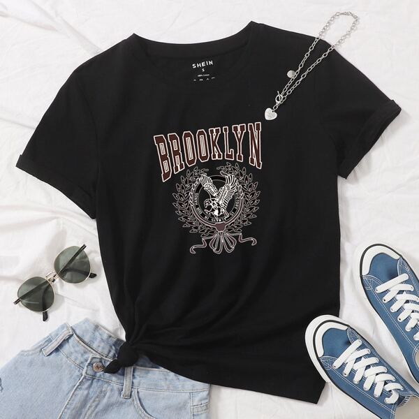 

Letter & Graphic Tee, Black