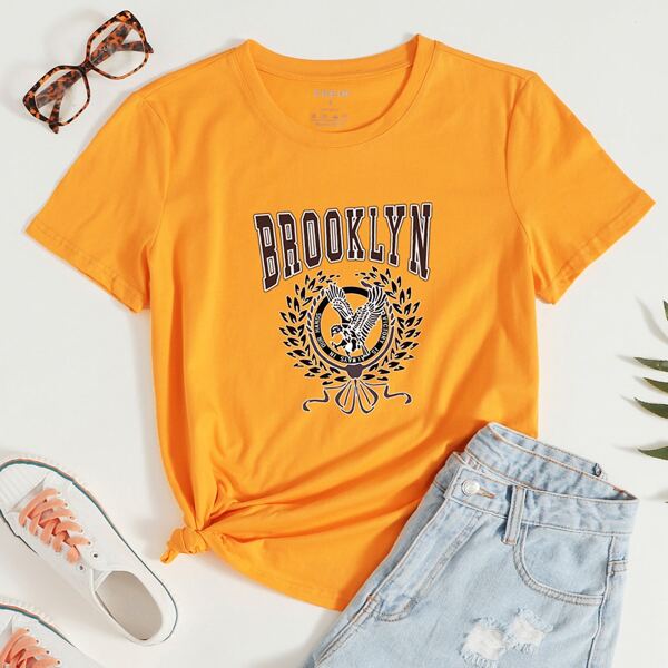 

Letter & Graphic Tee, Yellow
