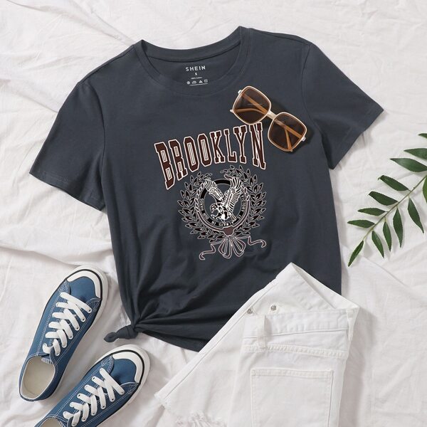 

Letter & Graphic Tee, Dark grey