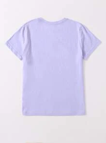 熊和字母圖案T恤 - 紫丁香色 - 查看 2