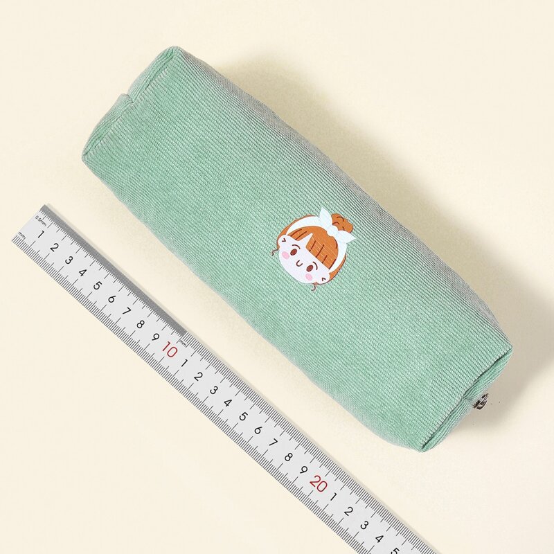 

Cartoon Girl Print Pencil Bag, Mint green