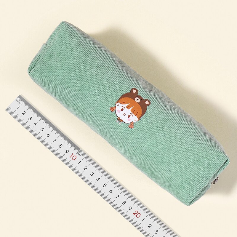 

Cartoon Girl Print Pencil Bag, Mint green
