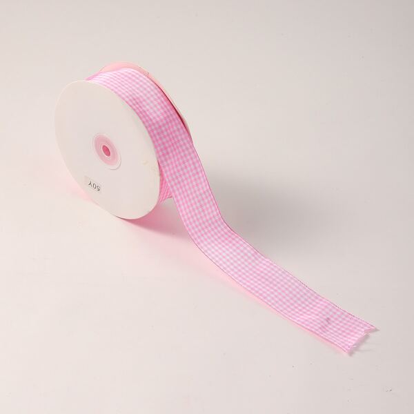 

1roll Gingham Pattern Ribbon, Pink