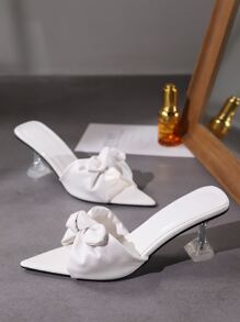 Bow Decor Chunky Sandals - White - View 1