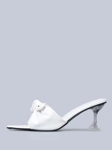 Bow Decor Chunky Sandals - White - View 3