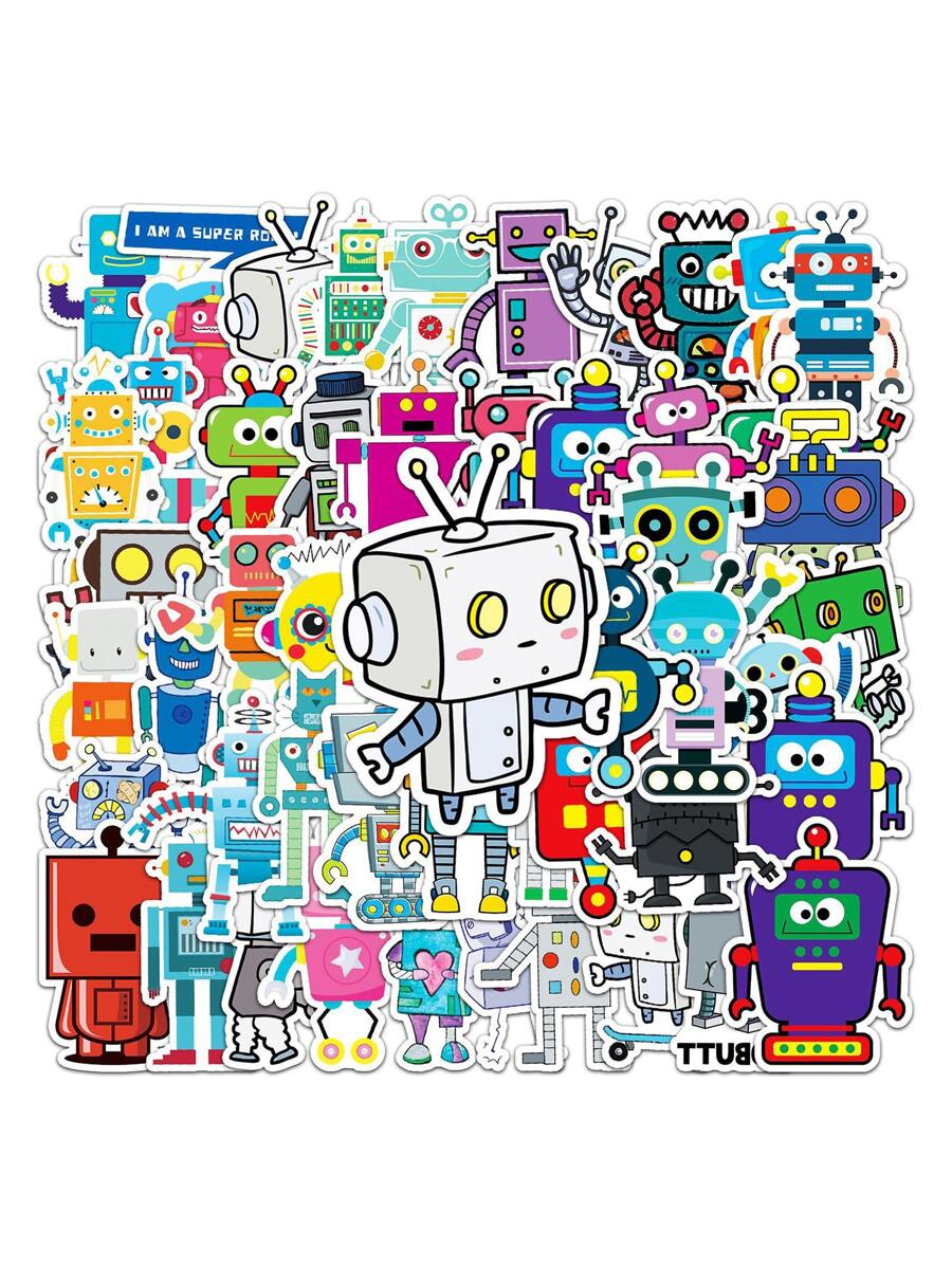 50pcs Robot Print Sticker | SHEIN USA