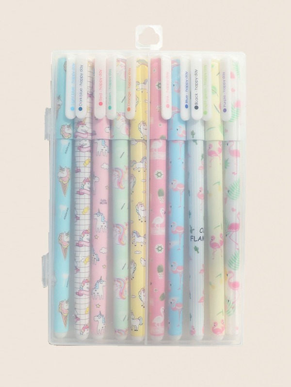 10pcs Cartoon Graphic Gel Pen Back To School