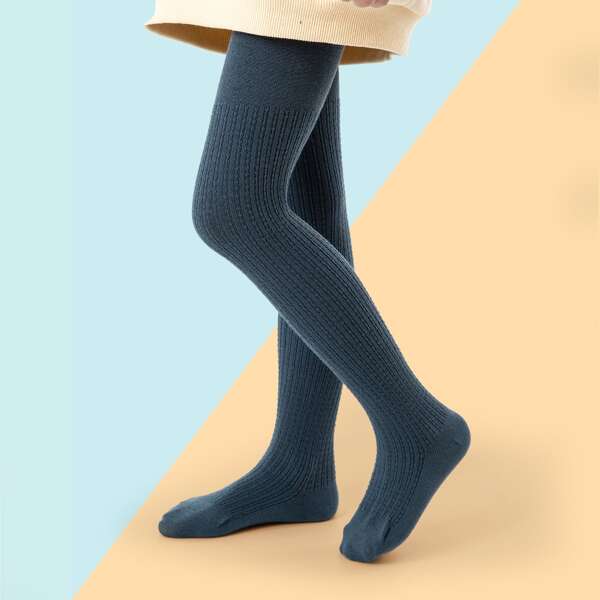 

Toddler Girls Ribbed Tights, Blue