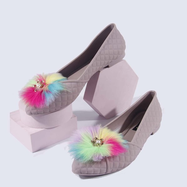 

Metal Floral Decor Quilted Flats, Dusty pink