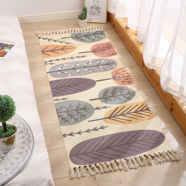 

Tree Print Tassel Floor Mat, Multicolor