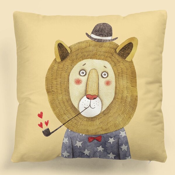 

Lion Print Kids Cushion Cover Without Filler, Multicolor