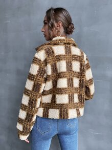 Cazadora teddy de cuadros cremallera - Multicolor - Ver 2