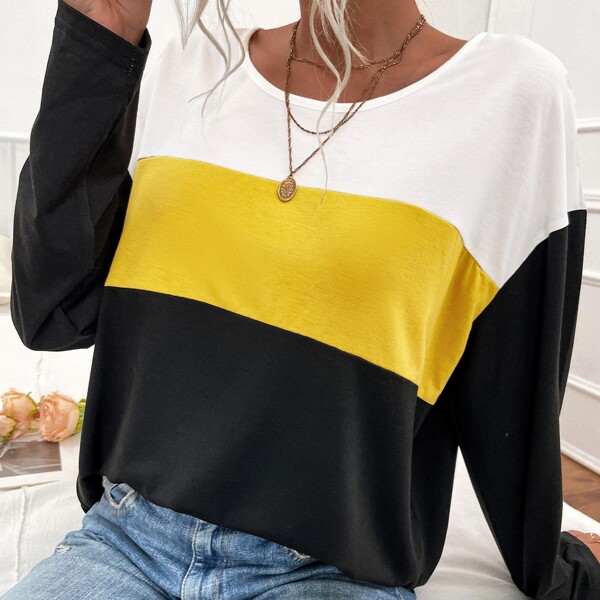 

Cut And Sew Drop Shoulder Tee, Multicolor
