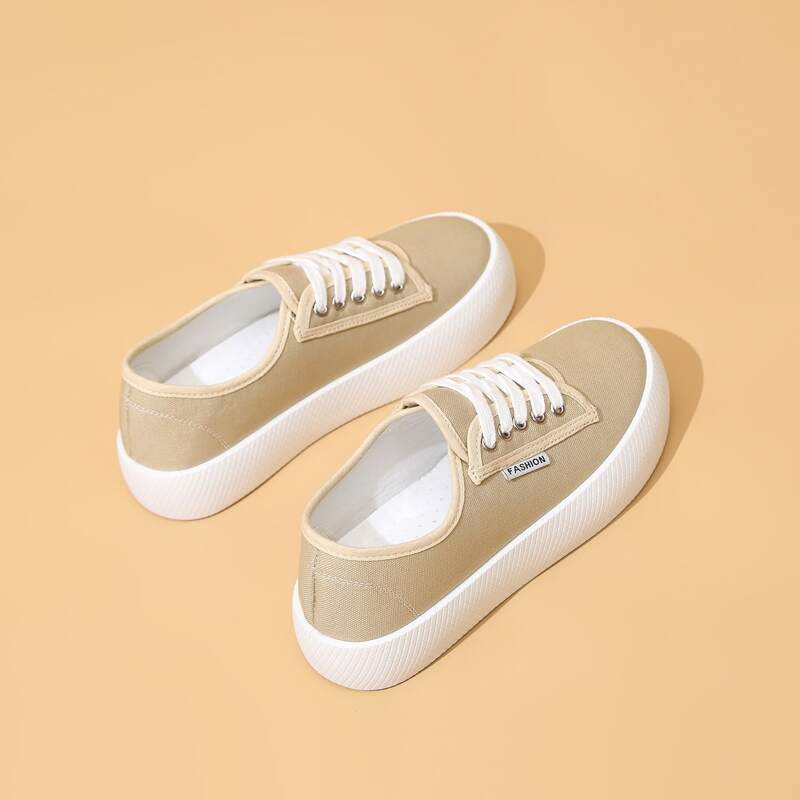 

Minimalist Lace-up Front Skate Shoes, Khaki