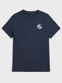 Manfinity VCAY Camisetas ajustadas de cuello redondo y manga corta para hombre con lema, parte superior tejida casual de verano