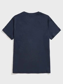Manfinity VCAY Camisetas ajustadas de cuello redondo y manga corta para hombre con lema, parte superior tejida casual de verano