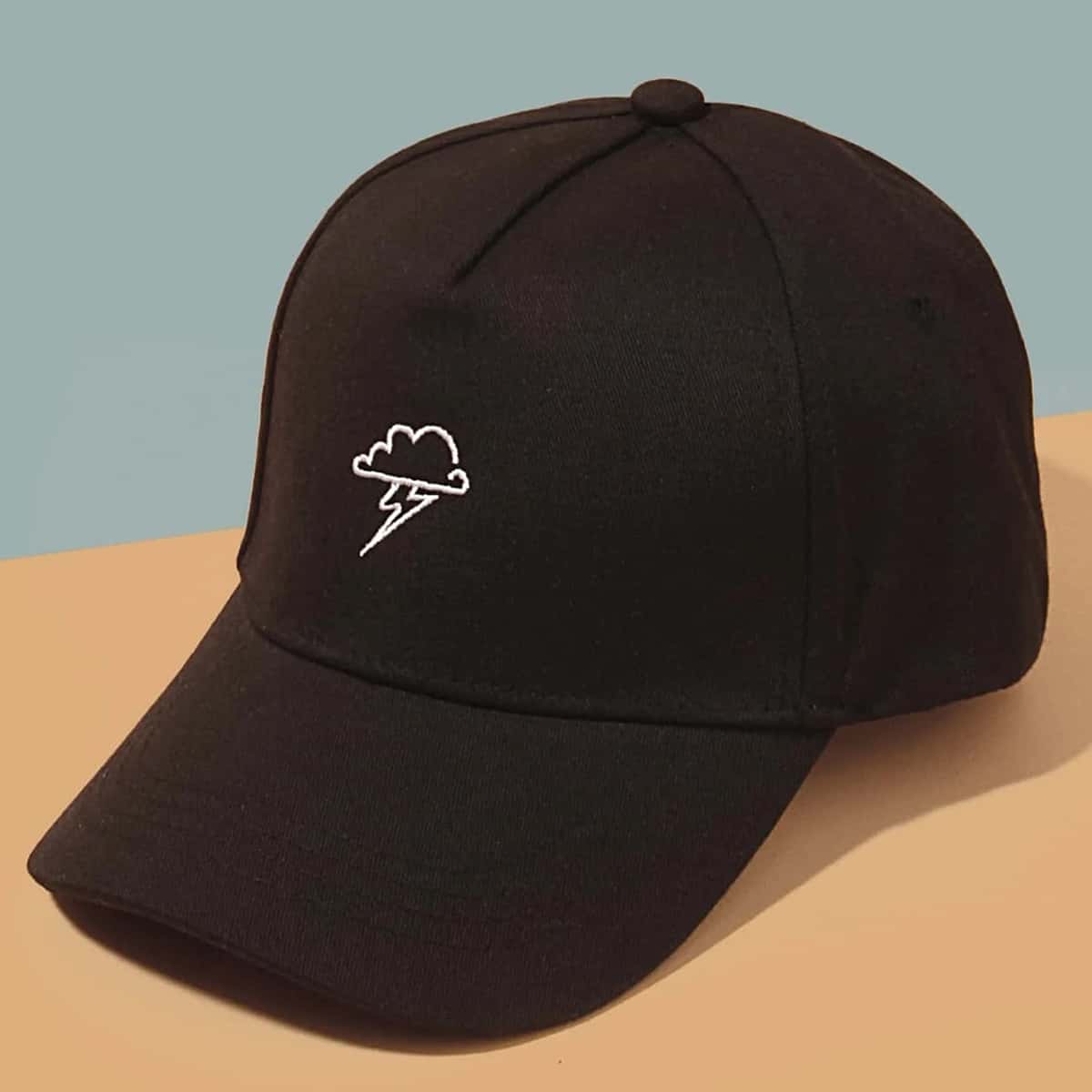 

Cloud Embroidery Baseball Cap, Black