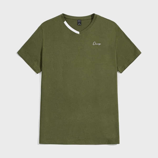 

Men Letter Graphic Tee, Army green