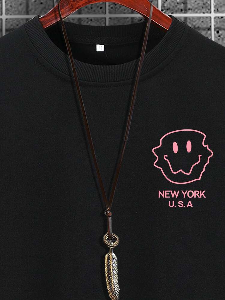 Manfinity Men Cartoon & Letter Sweatshirt - Black - View 6