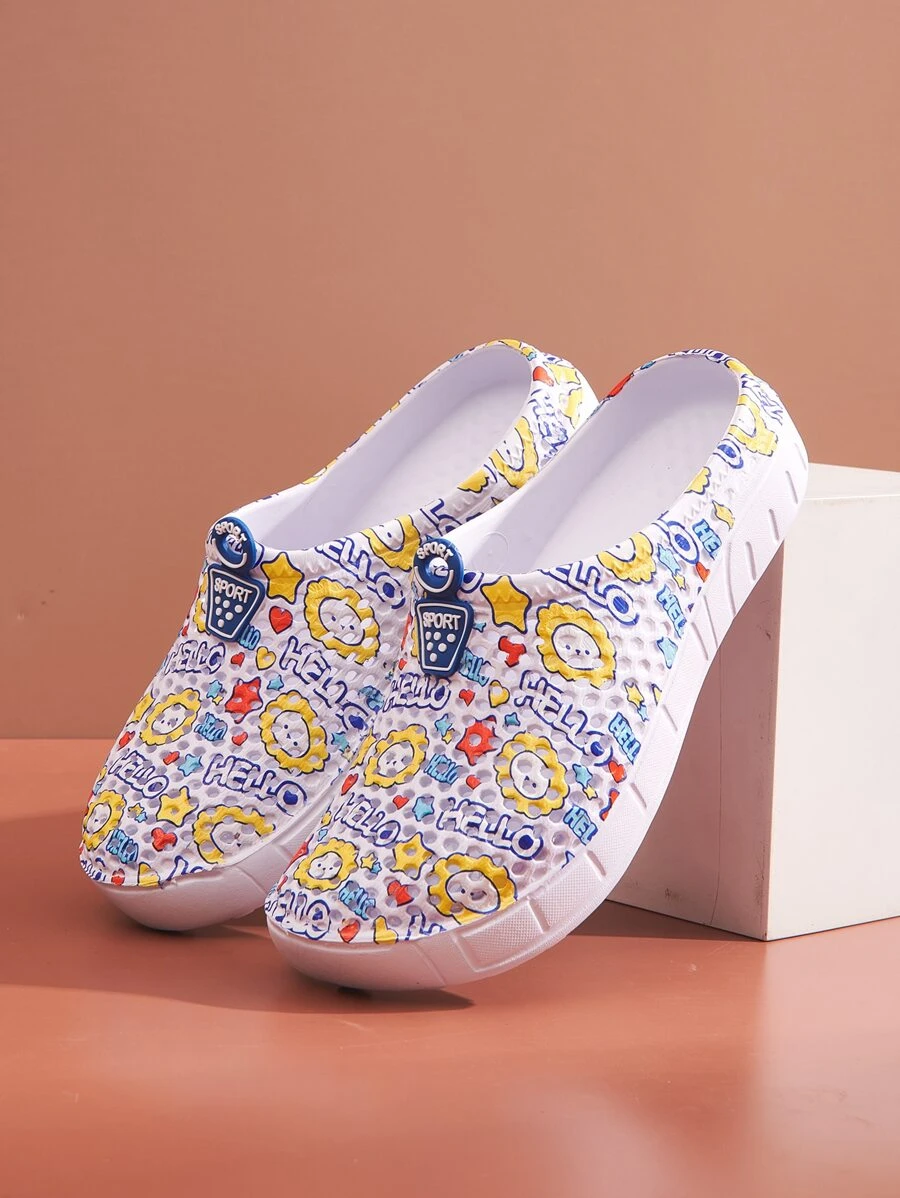 Cartoon Graphic Hollow Out Vent Clogs - Multicolor - View 1