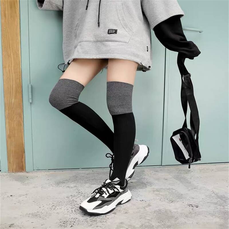 

Two Tone Over The Knee Socks, Black