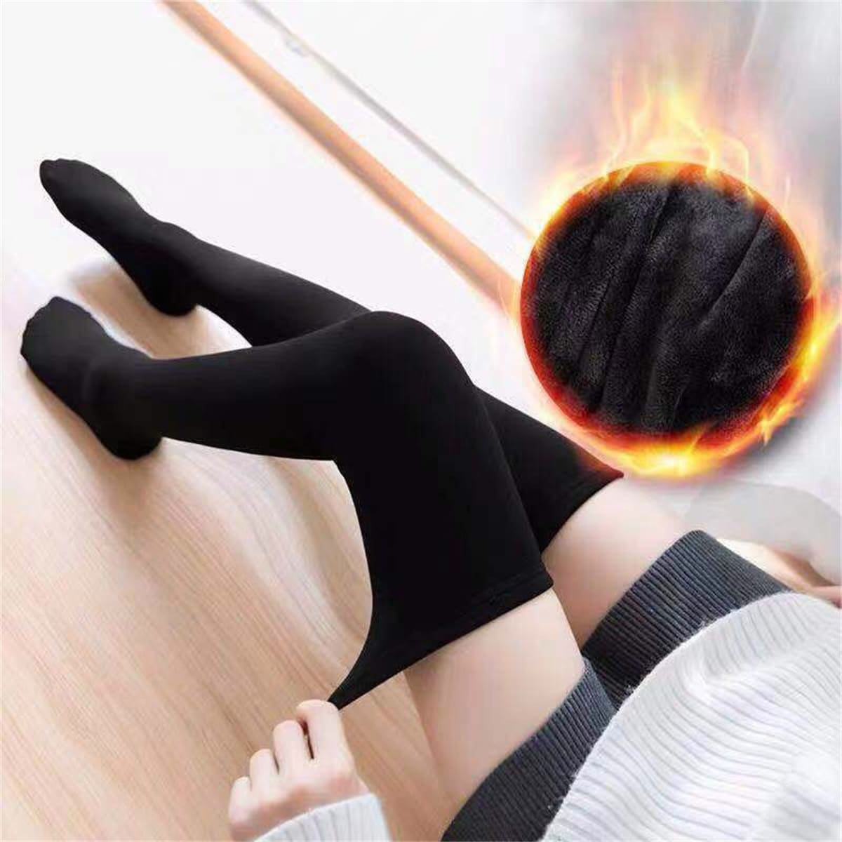 

2pairs Solid Over The Knee Socks, Black