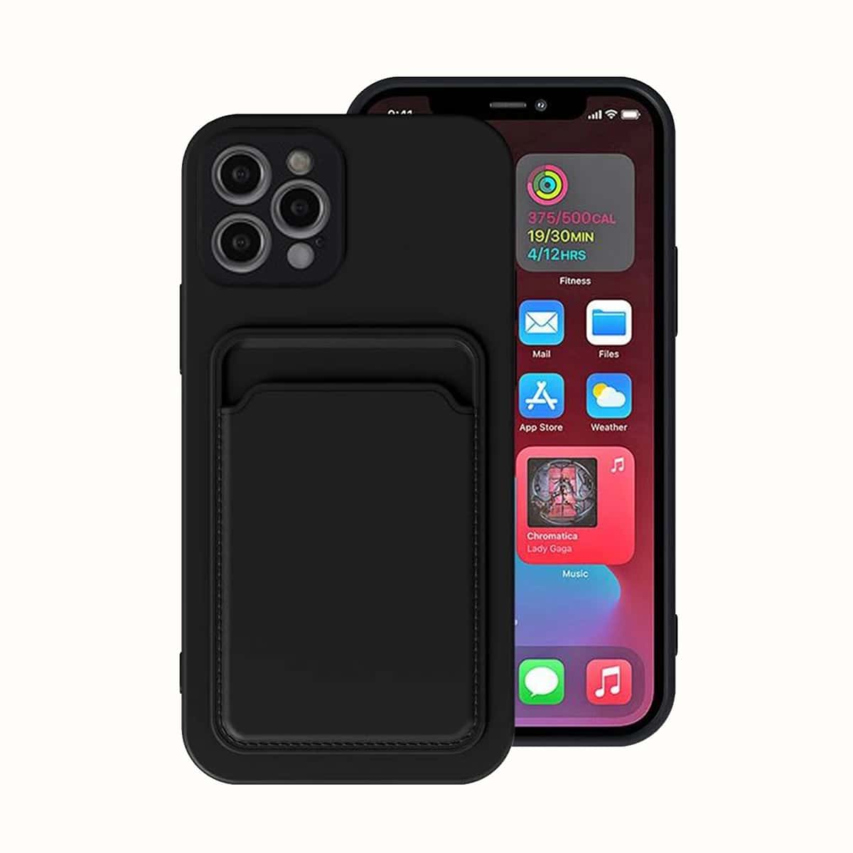 

Solid Phone Case With Card Holder, Black