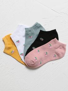 5 đôi vớ mắt cá chân đơn giản - Nhiều màu - Xem 5