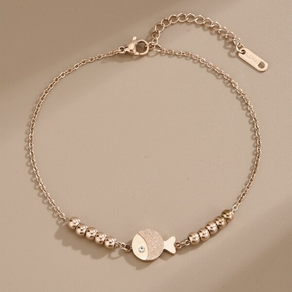 

Bead Decor Anklet, Rose gold