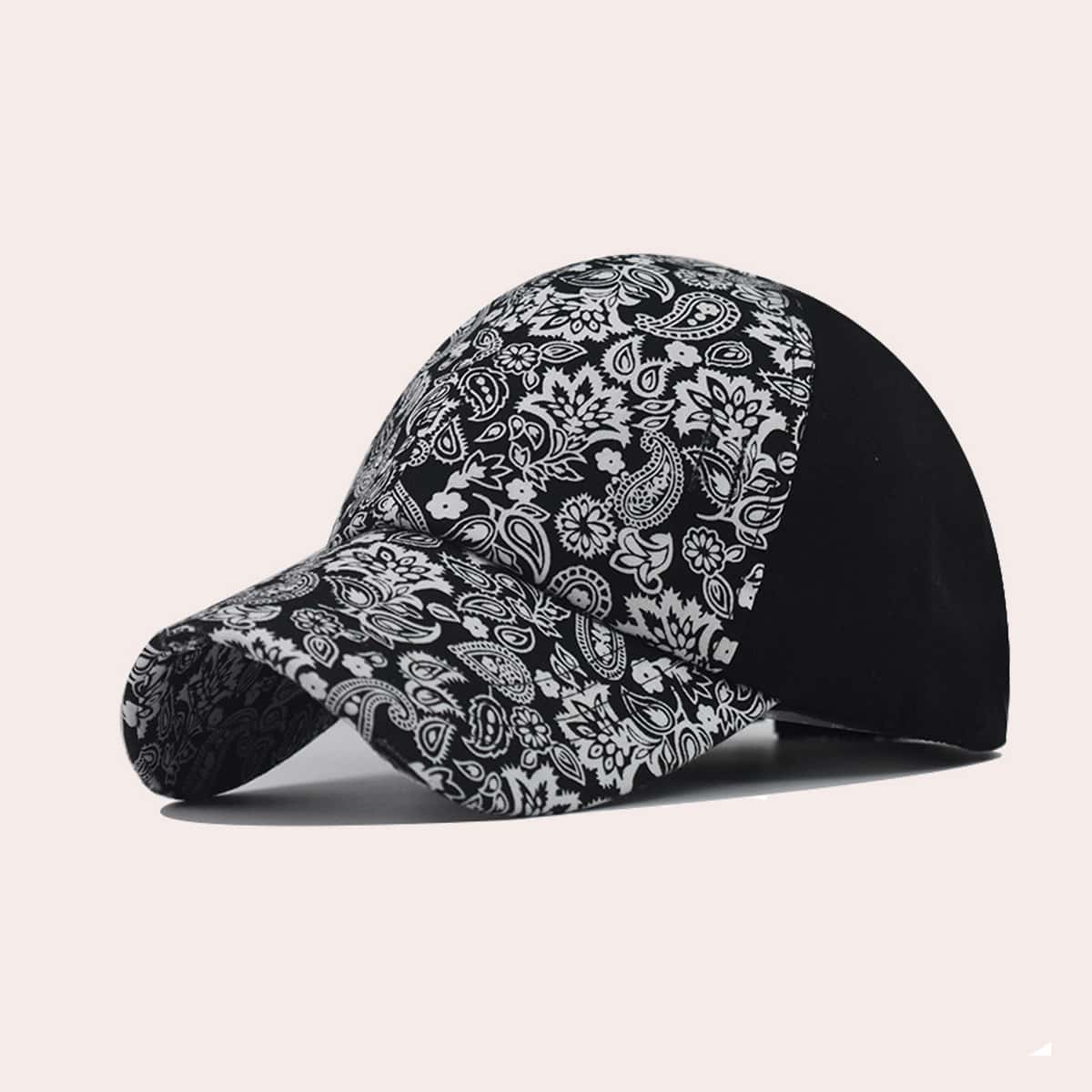 

Paisley Pattern Baseball Cap, Black
