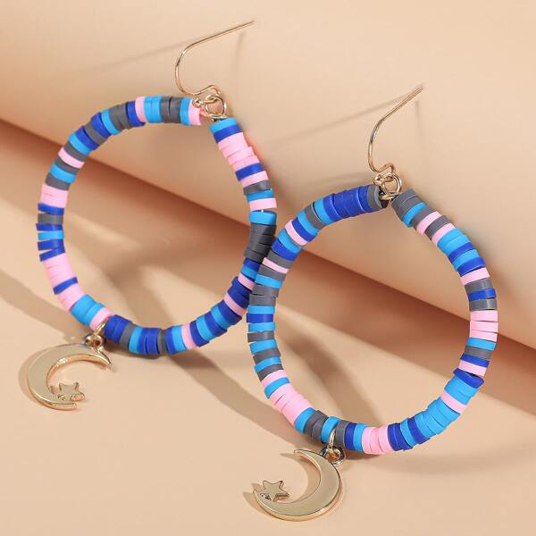 

Soft Clay Decor Round Drop Earrings, Royal blue