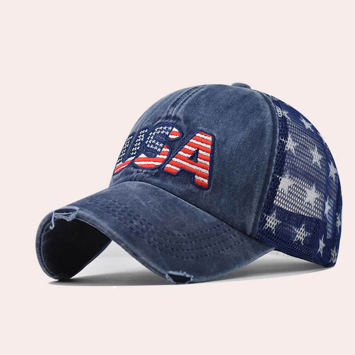 

Letter Graphic Embroidery Baseball Cap, Blue