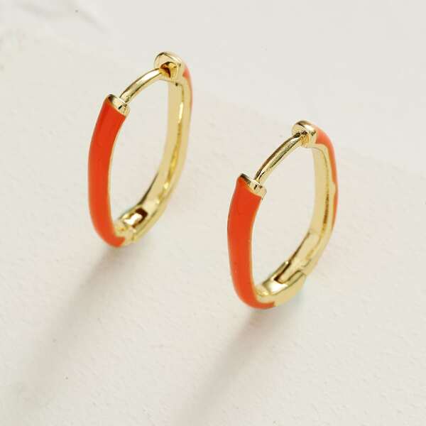 

18K Gold Plated Minimalist Hoop Earrings, Multicolor