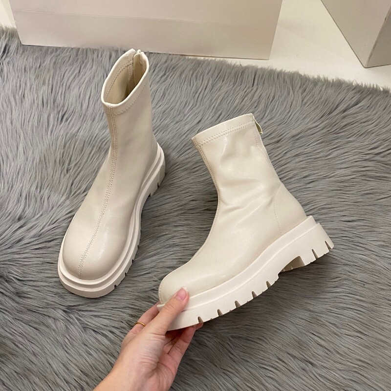 

Platform Slip On Classic Boots, Beige