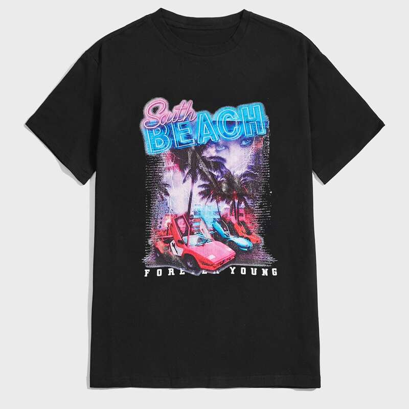 

Guys Letter Car Graphic Tee, Black