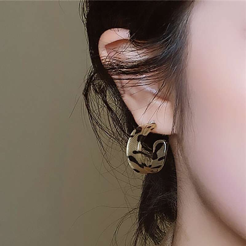 

Leopard Pattern Hoop Earrings, Multicolor