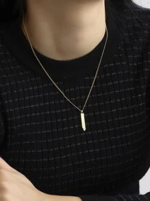 Charm-In 1 pieza de collar con forma de rectángulo y piedras de circonita brillantes, artículo de moda para mujer, adecuado para uso diario y para ir al trabajo, gran regalo para ella