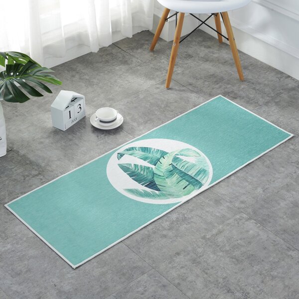 

Leaf Print Floor Mat, Multicolor