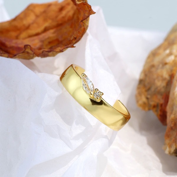 

18K Gold Plated Zircon Decor Cuff Ring