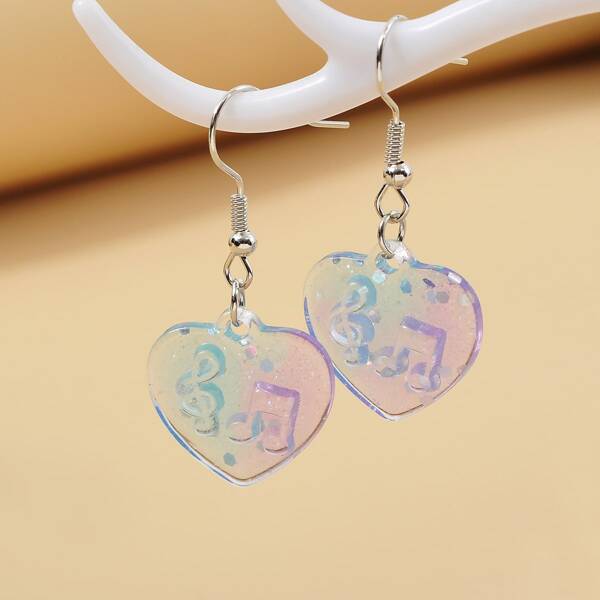 

Heart Decor Drop Earrings, Multicolor