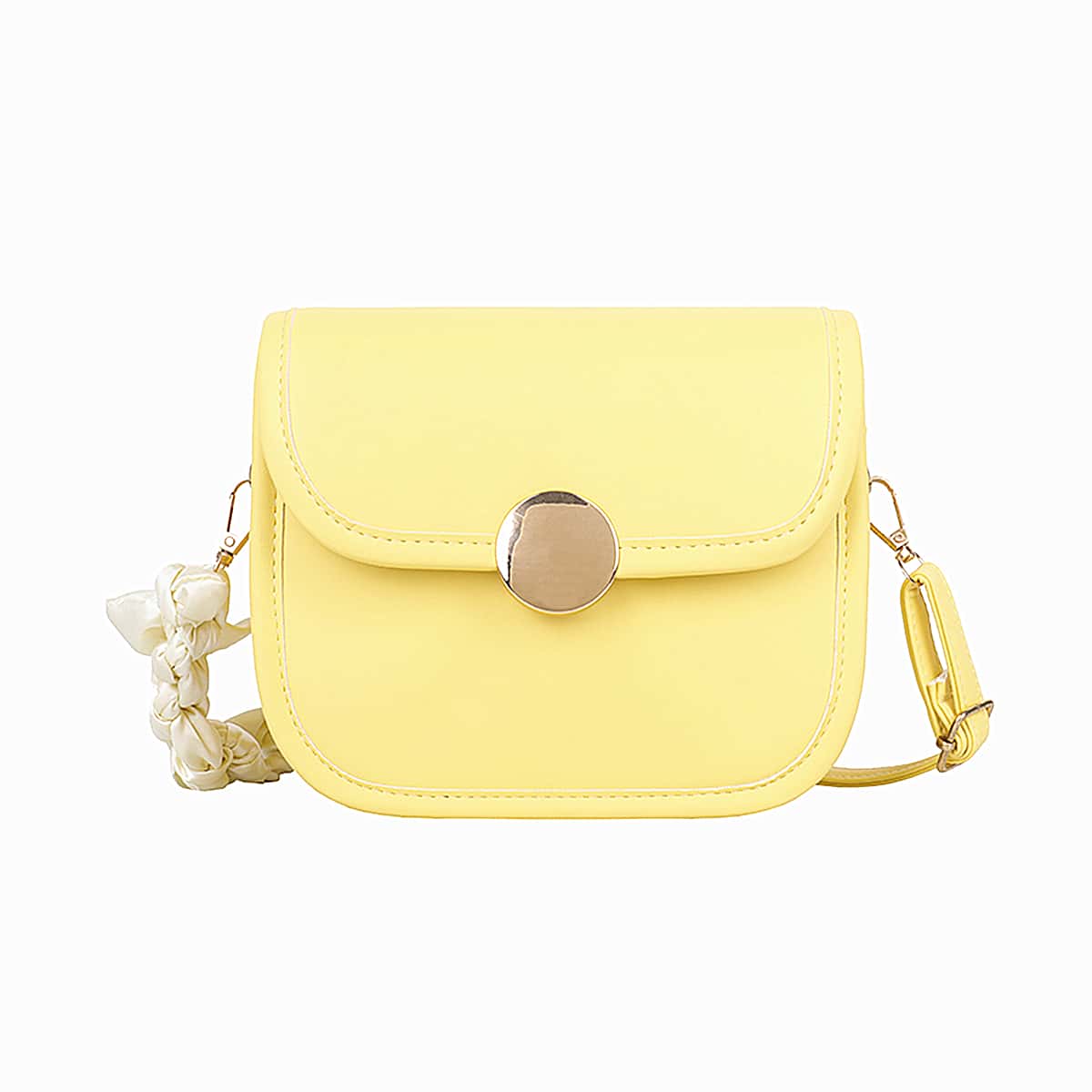 

Metal Decor Crossbody Bag, Yellow